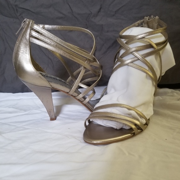 Gianni Bini Gold Strappy Heels - Picture 2 of 2